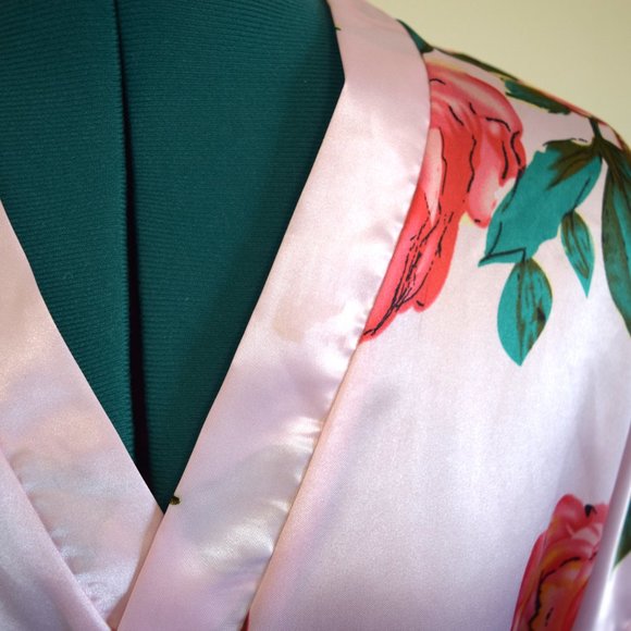 2/$20 Pink Floral Spring Satin Robe - Picture 3 of 8